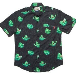 NWT RSVLTS Ghostbusters Slimer Button Shirt